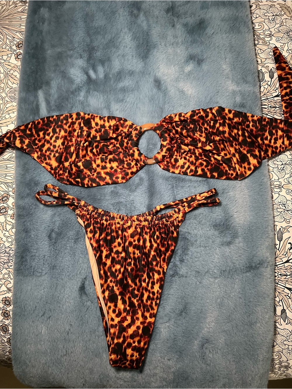Montce Leopard-Print Bikini Set in Orange & Tan